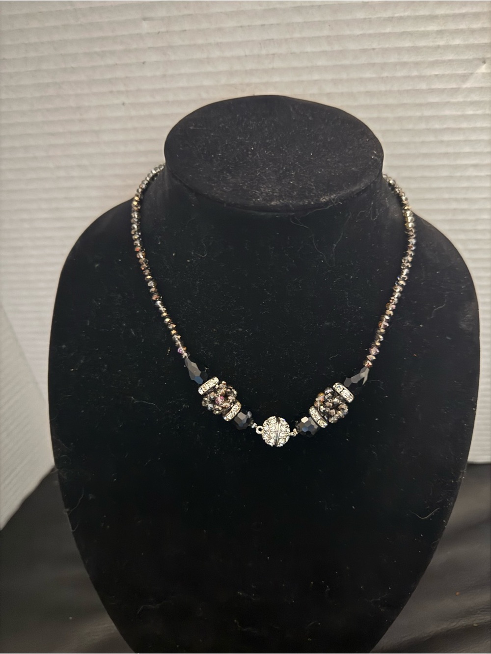 Crystal Accent Black Beaded Necklace